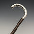 Around 1910 British antique thin cane pure silver bent handle 86cm